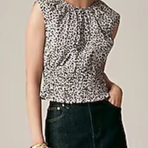 Hyacinth top in leopard cotton poplin